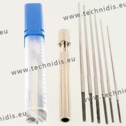 Set of hand cutting broaches in plastic tube