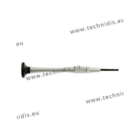 Screwdriver with screw chuck, chrome plated ergonomic handle and diameter 1.8 mm flat blade
