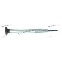 Screwdriver with chrome plated ergonomic handle and diameter 1.0 mm flat blade