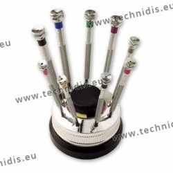 Set of screwdrivers on rotating stand