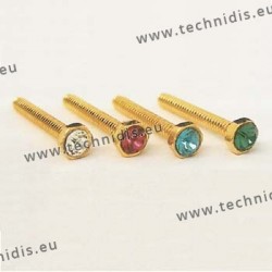 Screw with red stone inlay 1.16 x 2.3 x 10 - gold