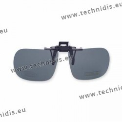 Polarized spring flip up glasses - plastic mechanism - straight shape - grey