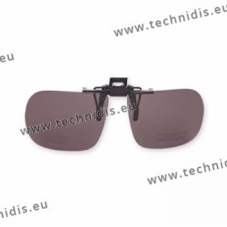 Non polarized spring flip up glasses - plastic mechanism - straight shape - grey