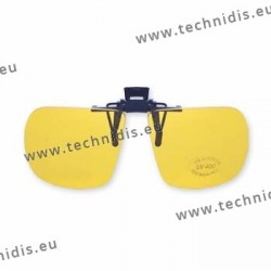 Non polarized spring flip up glasses - plastic mechanism - yellow