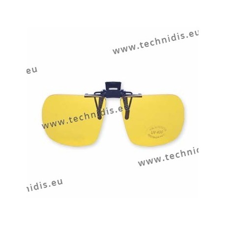 Non polarized spring flip up glasses - plastic mechanism - yellow