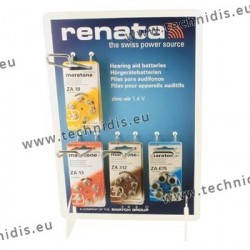 Display of 4 x 10 blister packs of hearing aid batteries