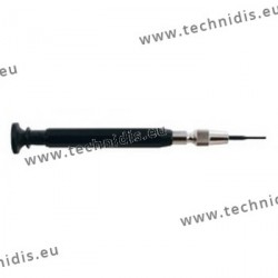 Screwdriver with black plastic handle and 4 blades