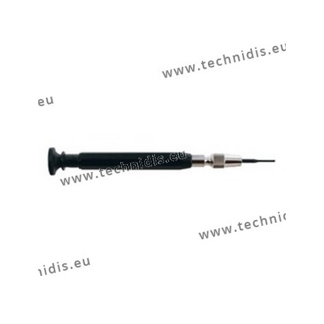 Screwdriver with black plastic handle and 4 blades
