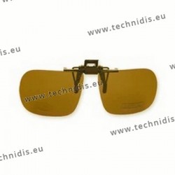 Polarized spring flip up glasses - plastic mechanism - straight shape - brown