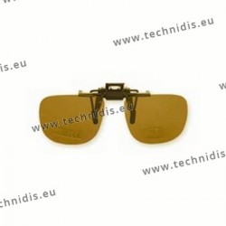 Polarized spring flip up glasses - plastic mechanism - small size - brown