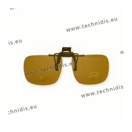 Polarized spring flip up glasses - plastic mechanism - medium size - brown