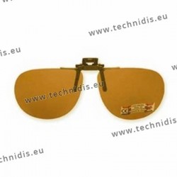 Polarized spring flip up glasses - metal mechanism - rounded shape - brown