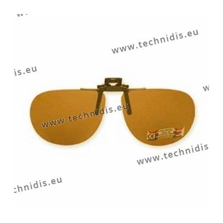 Polarized spring flip up glasses - metal mechanism - rounded shape - brown