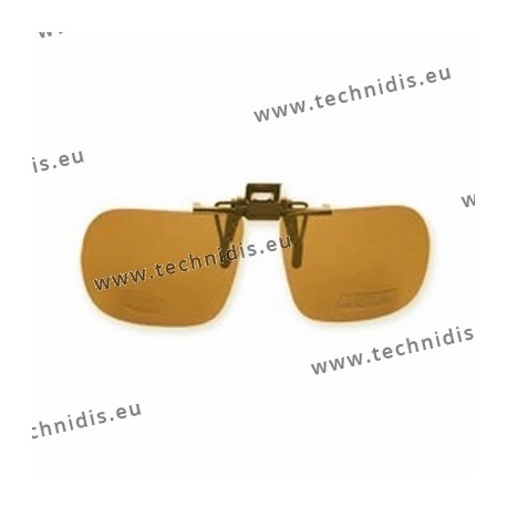 Non polarized spring flip up glasses - plastic mechanism - straight shape - brown