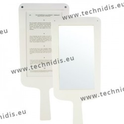 Hand held mirror, 1 mirror side, 1 reading side